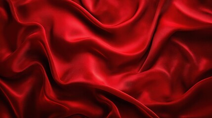 Obraz premium Luxurious red silk fabric with smooth flowing folds and soft highlights
