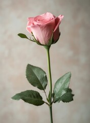Obraz premium A minimal pink rose wallpaper. Concept of blooming flowers in spring and summer