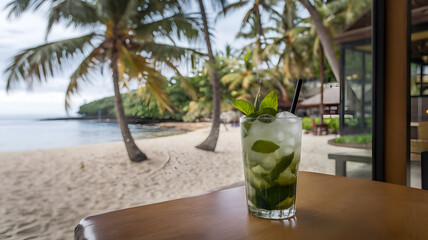 mojito cocktail on the beach