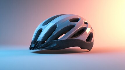 Fototapeta premium Modern Safety Helmet with Aerodynamic Design and Ventilation Holes for Sports Activities