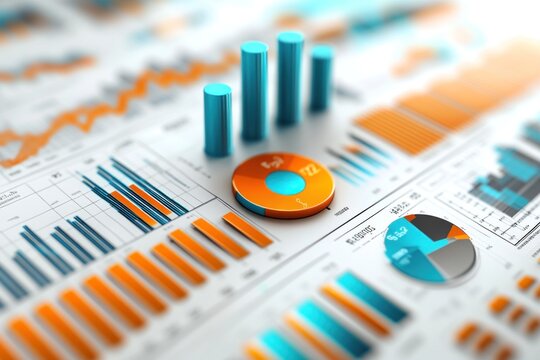 Detailed representation of financial graphs and charts displaying various data trends, highlighting analysis and metrics vividly - Powered by Adobe