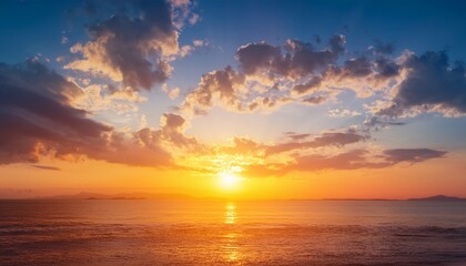 orange yellow bright sunrise sky clouds in the morning background