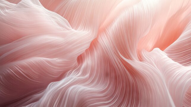 A detailed shot of translucent pink chiffon fabric in motion, emphasizing its fine texture and soft creases