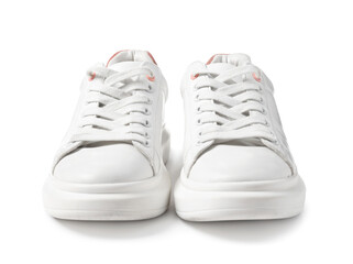 Pair of stylish sneakers isolated on white. Sportive shoes