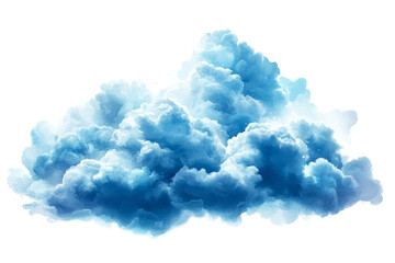 Fluffy watercolor cloud with soft details, isolated in the sky, cut out transparent