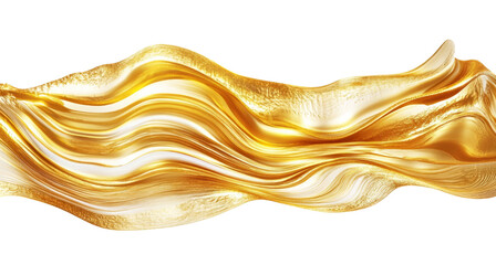 Abstract golden metallic wave transparent background.