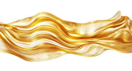 Abstract golden metallic wave transparent background.