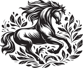 Obraz premium Wild Horse Stampede White Background