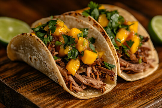 Springtime Tacos de Pato with Fresh Mango Salsa and Cilantro