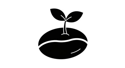 Isolated Silhouette of Sprout: Signifying Growth, New Beginnings, and Organic Life with Simplicity