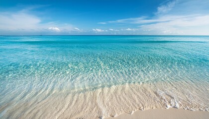 Fototapeta premium transparent sea wave and water with ripples on the surface on sunny day at white sand beach