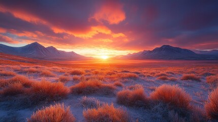 Sunrise over frosted mountain range
