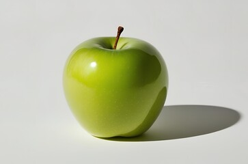 Single green apple isolated on white background