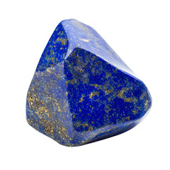 A Polished Lapis Lazuli Stone with Deep Blue and Gold Flecks Isolated on Transparent Background