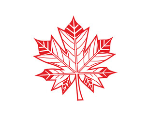 red and white stylized maple leaf vector, symbolizing canada's national identity. perfect for patriotic events, cultural projects, and nature-inspired designs.