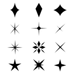Set of stars floating sparkle element design illustration