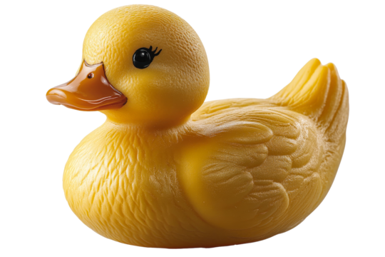 Rubber ducky close up toy bathing toy , cut out transparent