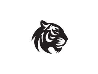 Tiger silhouette. Tiger head silhouette isolated on white background. Tiger logo. Vector logo design.