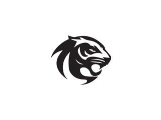 Tiger silhouette. Tiger head silhouette isolated on white background. Tiger logo. Vector logo design.