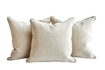 Neutral tone linen pillows, cushions ensemble, decoration, cut out transparent