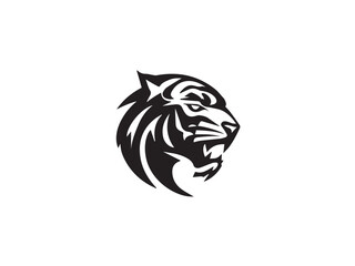 Tiger silhouette. Tiger head silhouette isolated on white background. Tiger logo. Vector logo design.