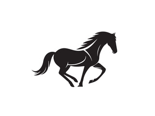 Horse silhouette. Black horse silhouette isolated on white background. Horse vector design.