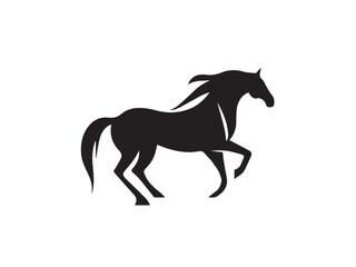 Horse silhouette. Black horse silhouette isolated on white background. Horse vector design.