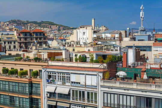 roofs and houses of Barcelona, Spain