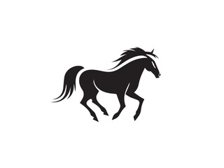 Horse silhouette. Black horse silhouette isolated on white background. Horse vector design.