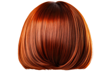 Copper hair bob style, female beauty fashion, cut out transparent