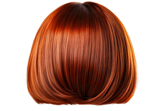 Copper hair bob style, female beauty fashion, cut out transparent