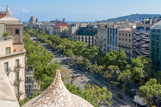Passeig de Gr&agrave;cia in Barcelona, Spain