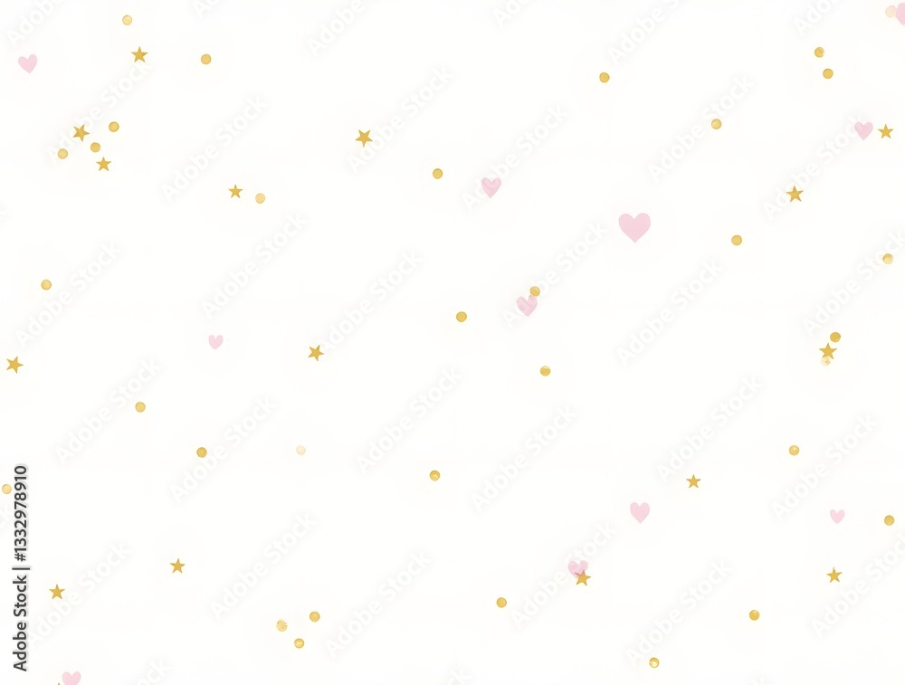 Aufkleber delicate pattern of pink hearts and gold stars on a light background creating a charming design idea
