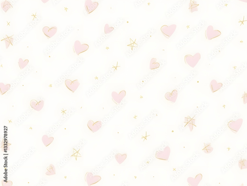 Poster colorful confetti pattern with hearts and stars on a light background