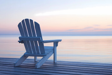 Serene outdoor scene featuring a stylish deck chair inspiring quiet contemplation and complete tranquil relaxation