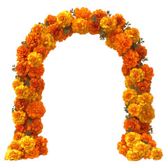 Flower Arch with Orange Marigolds Isolated on Transparent Background
