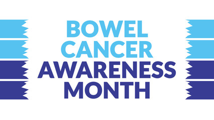 Bowel Cancer Awareness Month text with side lines on a White background. Which is observed every year in April to celebrate Bowel Cancer Awareness Month.
