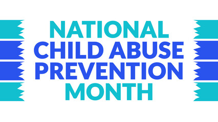 National Child Abuse Prevention Month text with side lines on a White background. Which is observed every year in April to celebrate National Child Abuse Prevention Month
