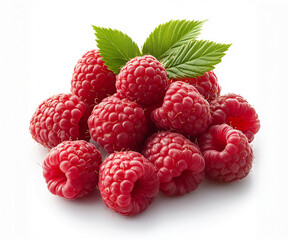 raspberries on a white background