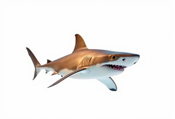 Obraz premium The stunning sea shark glides gracefully, displaying sharp features and vibrant colors against a simple white backdrop.