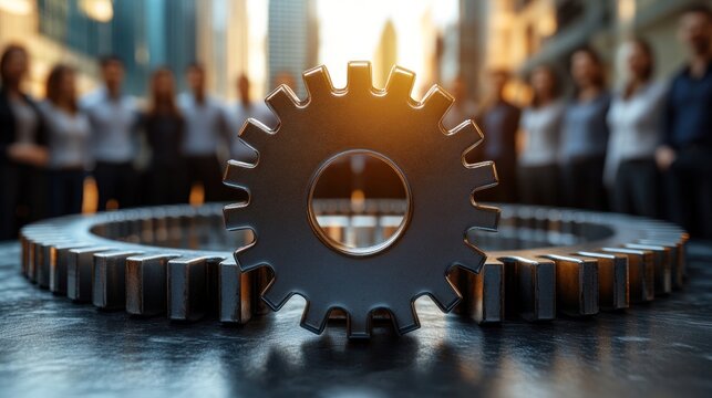 Teamwork, Gears, City Background, Business Concept, for Business use