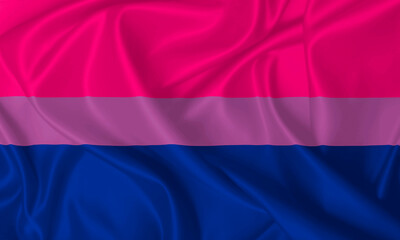 Bisexual flag on silk texture waving in the wind