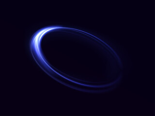 Round light frame. Abstract light lines of movement and speed. Glowing circle. Vector graphics. Ring movement effect on dark background.
