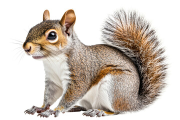Squirrel portrait, fluffy tail, cute rodent, wildlife, animal, cutout transparent
