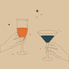 Minimalist vintage line drawing in the style of 