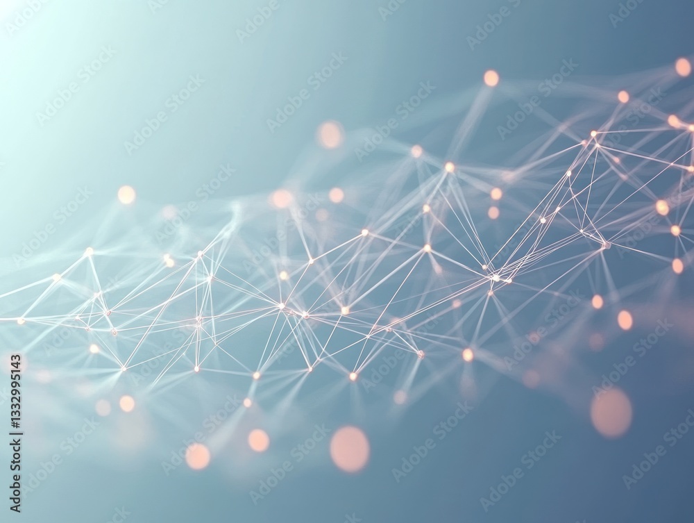 Poster abstract representation of interconnected nodes and lines illustrating digital connectivity in a ser