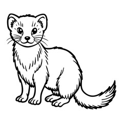Obraz premium a cute cartoon drawing of an Ermine (weasel) sitting and looking at the viewer vector illustration
