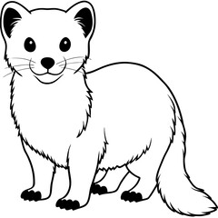 Fototapeta premium a black and white illustration of a cute ermine standing upright, smiling, and looking towards the viewer vector illustration