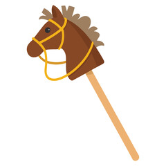 funny Horse Stick Toy Icon Hobby Horse Wooden Toy