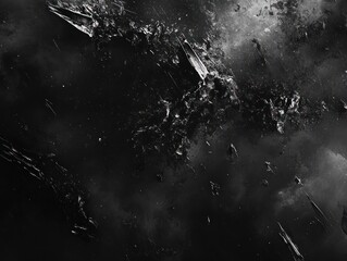 Abstract cosmic scene with dark textures and fragments